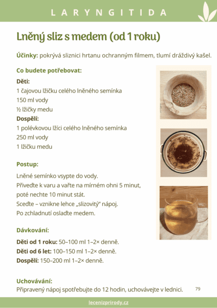 Lněný sliz s medem při laryngitidě – přírodní recept na zklidnění podrážděného krku a suchého kašle.